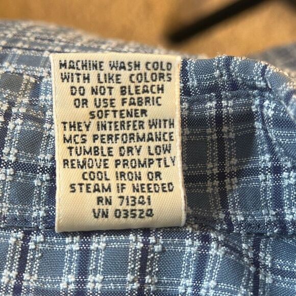 LL Bean 0 VV90 Blue Plaid  Men's XXL Reg Short Sleeve Camp Shirt - Picture 7 of 7